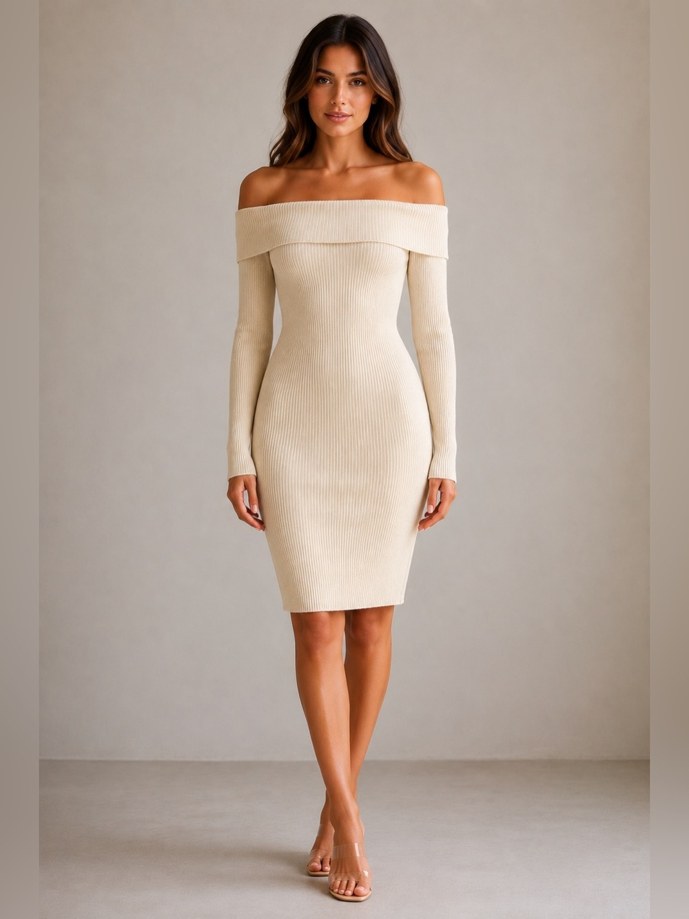 NWT Gilli Ribbed Off The Shoulder Bodycon Sweater Dress